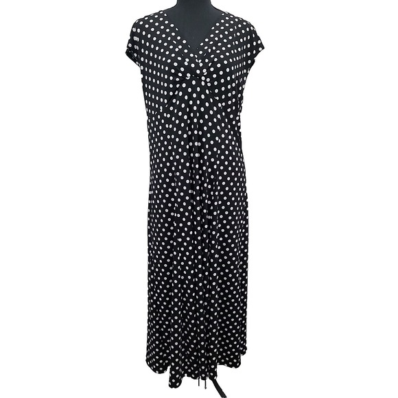 Vintage Studio‎ 1940 Women's L Polka Dot Maxi Dress Retro 50's Office Preppy Y2K - Picture 1 of 9